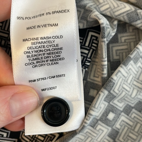 LAUNDRY By Shelli Segal Women’s Black White Button Down Midi‎ Dress Size 14 - Picture 13 of 13